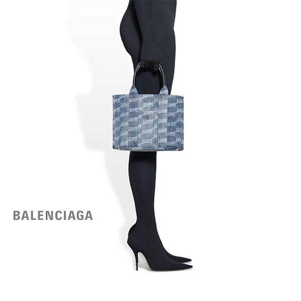 engros Denmark Balenciaga Dame hardware mulepose med Bb bleget denim blå, replika Balenciaga Gratis fragt